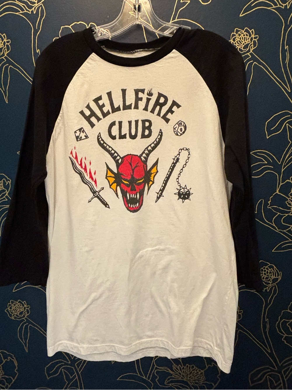 STRANGER THINGS official HELLFIRE CKUB raglan baseball tee COTTON medium